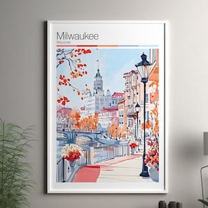 Milwaukee art print - Milwaukee travel poster / Wisconsin wall art print / United States home decor / Milwaukee US travel wall art