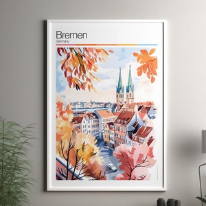 Bremen art print - Bremen travel poster / Germany wall art print / Germany home decor / Bremen Germany travel wall art / cityscape print