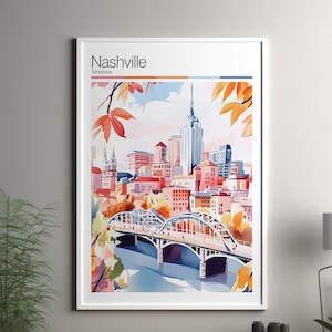Nashville art print - Nashville travel poster / Tennessee wall art print / United States home decor / Nashville US travel wall art