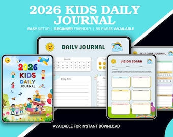 Kids Daily Journal 40 Pages Printable Digital Diary Activity Planner Mindfulness Gratitude Journal Writing Prompts School Journal for Kids
