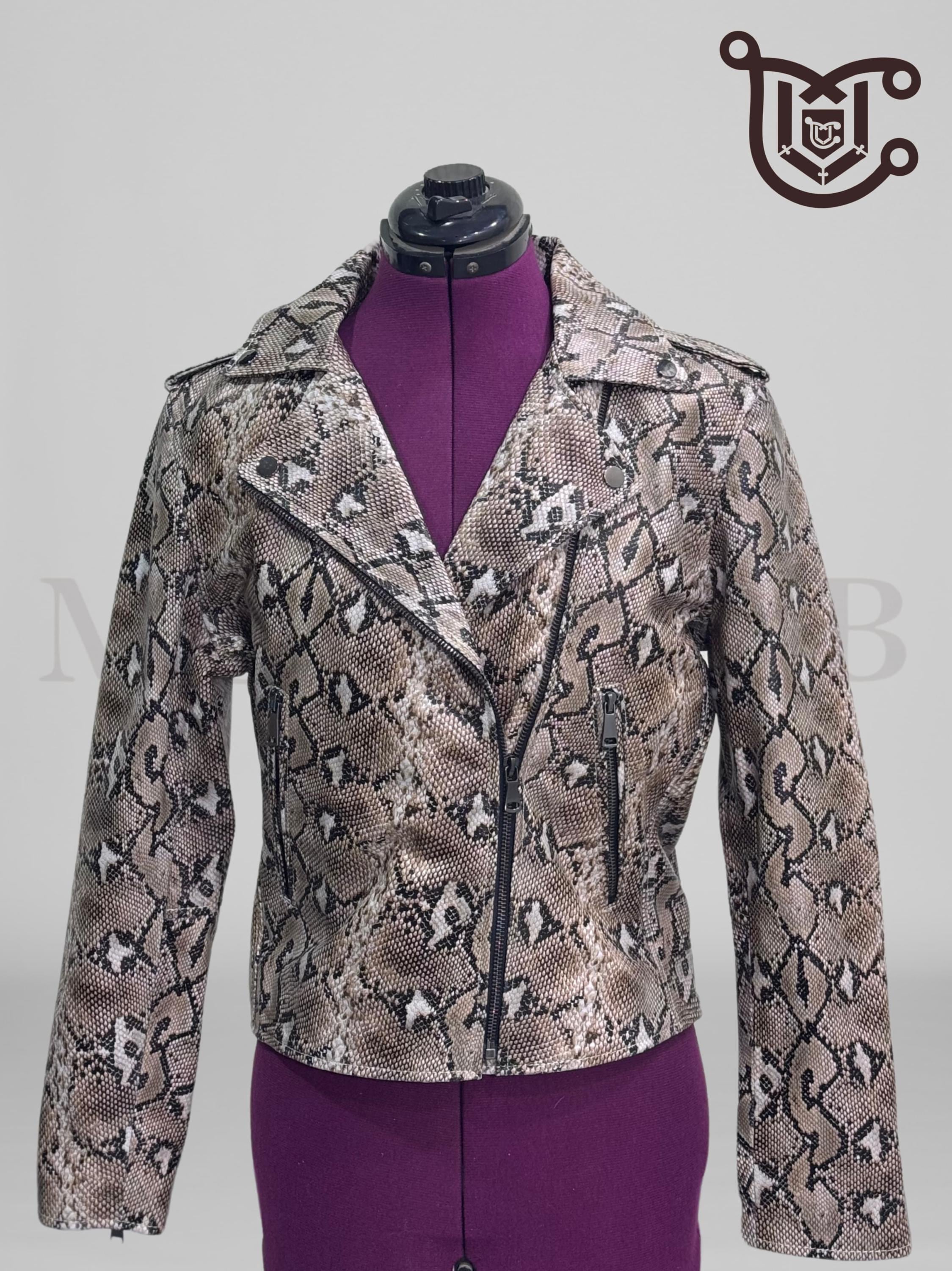 ジャケット・アウター 00s archive y2k python pattern jacket Genuine Python Snakeskin Jacket: Asymmetrical Zip