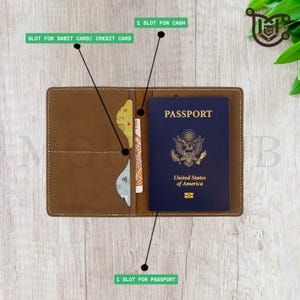 Porta pasaporte de cuero personalizado, funda de cuero para pasaporte y tarjetero, billetera de viaje artesanal, funda de pasaporte unisex estilo vintage.