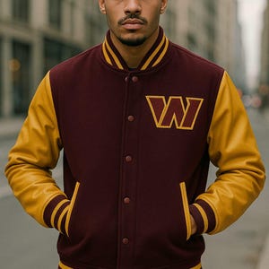 Chaqueta universitaria Washington Commanders, unisex, del club de fútbol americano, chaqueta universitaria Washington Commander, chaqueta de béisbol