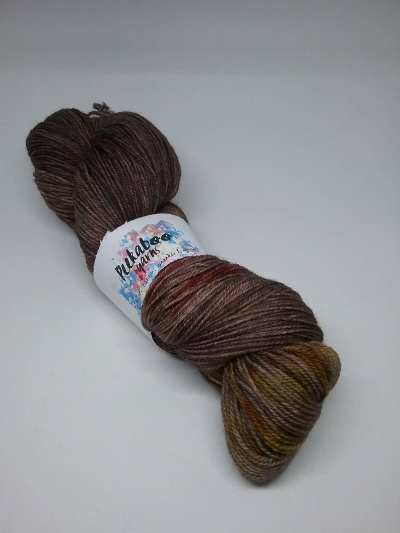 hand dyed yarn orange Brown tonal indie dyer olive masculine unisex sock green yellow