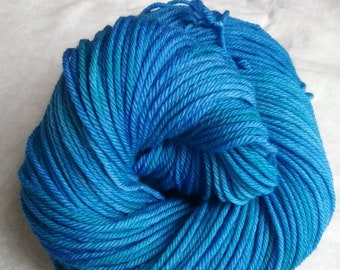 Biscayne Blue (PRE-ORDER), rich blue semi-solid hand-dyed superwash merino worsted yarn.