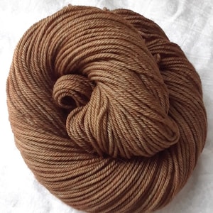 Warm Brown (PRE-ORDER), brown tonal hand-dyed superwash merino worsted yarn.