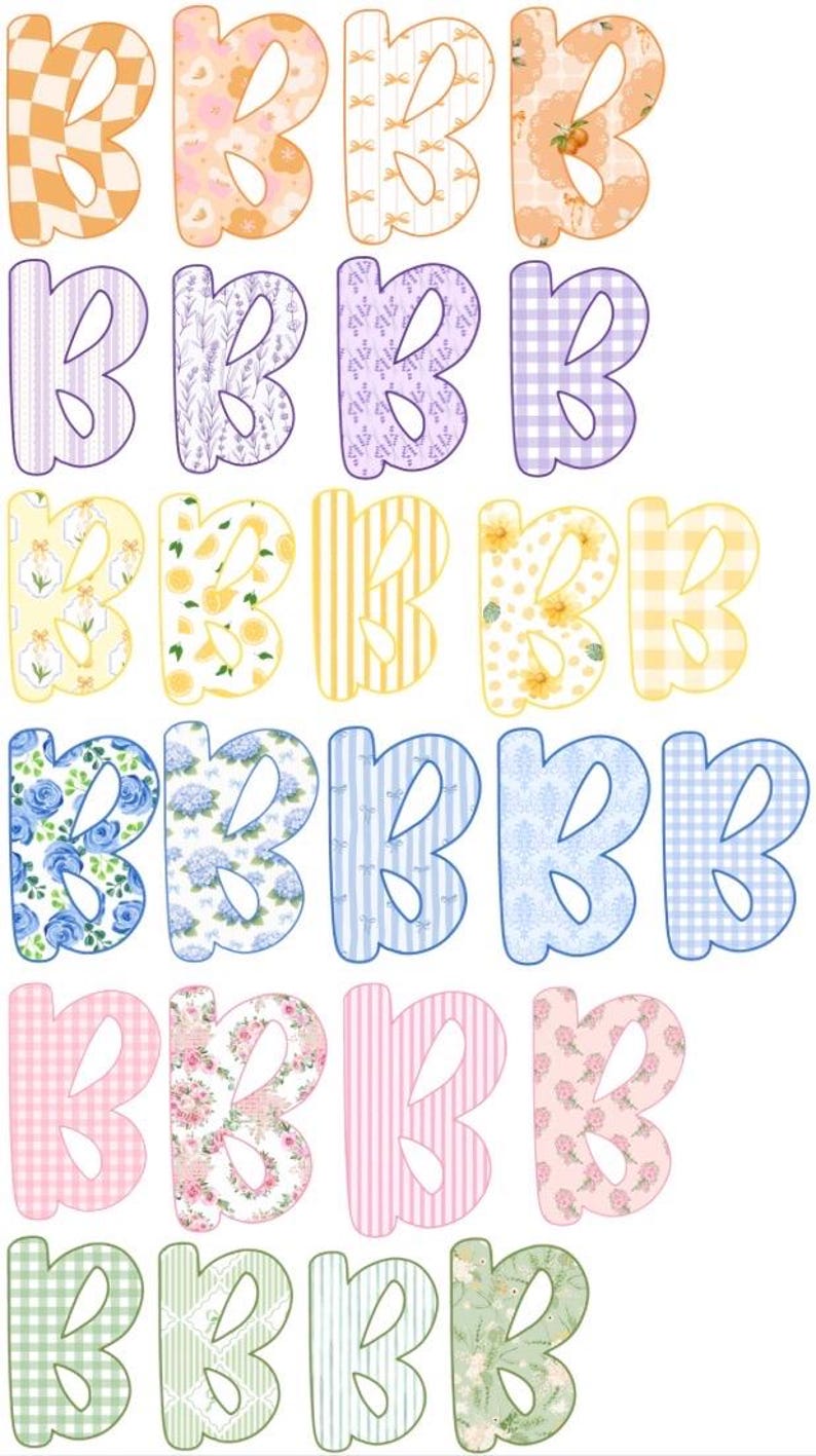 Combo 936 Items Preppy Print Hand Drawn Alphabet Letters PNG Files - Etsy