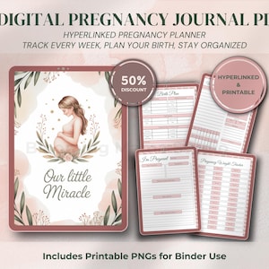 Digital Pregnancy Journal, Pregnancy Planner, Baby Book, Birth Plan, Hospital Bag Checklist, Pregnancy Diary, Maternity Planner