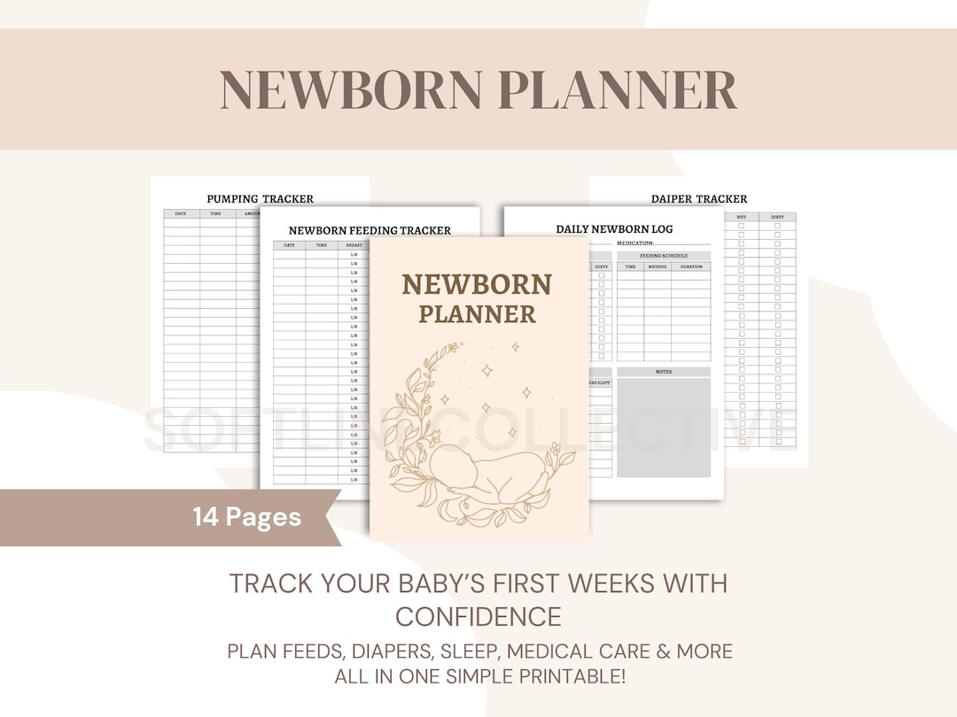 Newborn Baby Journal Tracker Printable Daily Log Diaper Feeding Sleep ...