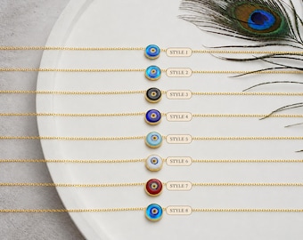 Boze oog ketting goud, waterdichte ketting, boze oog hanger, boze oog charme, minimalistische Turkse sieraden, cadeau voor haar