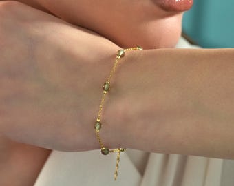 Kleur veranderende kristalstation armband, 14K vergulde 925 sterling zilveren kettingarmband, sierlijke minimalistische sieraden cadeau voor haar