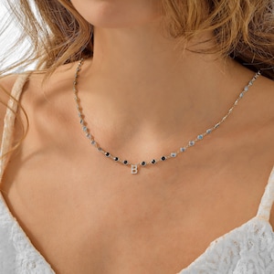 Collar con inicial en plata de ley 925 - Colgante de letra personalizado con circonita cúbica - Delicado regalo de joyería personalizado para ella