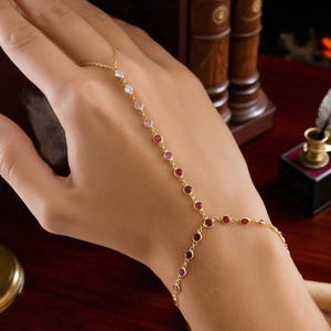 14K Gold Plated Hand Chain Bracelet: Boho Finger Ring Jewelry