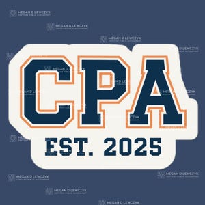 Adesivo CPA 2025 estilo universitário | Adesivo de vinil para contadores recém-licenciados e aprovados no exame CPA