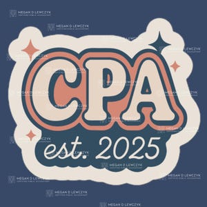 Retro hippe CPA 2025-sticker | Vinylsticker voor pas gelicentieerde CPA's en Accounting CPA-examenpassers