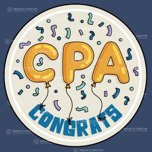 Pegatina con forma de globo de felicitaciones de CPA / Regalo para un contador público certificado recién licenciado / Pegatina de vinilo duradera