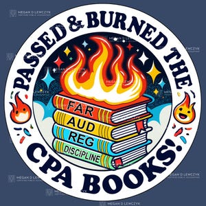 Pegatina de libros de contabilidad aprobados y quemados / Pegatina motivacional para contadores públicos y contables / Pegatina de vinilo duradera