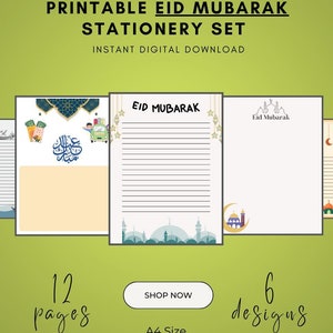 Juego de papelería para Eid Mubarak / Cartas escritas a mano y tarjetas de felicitación / Kit de escritura festiva