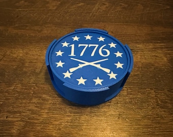 1776 Coaster Set with Holder: Patriotic Americana Decor