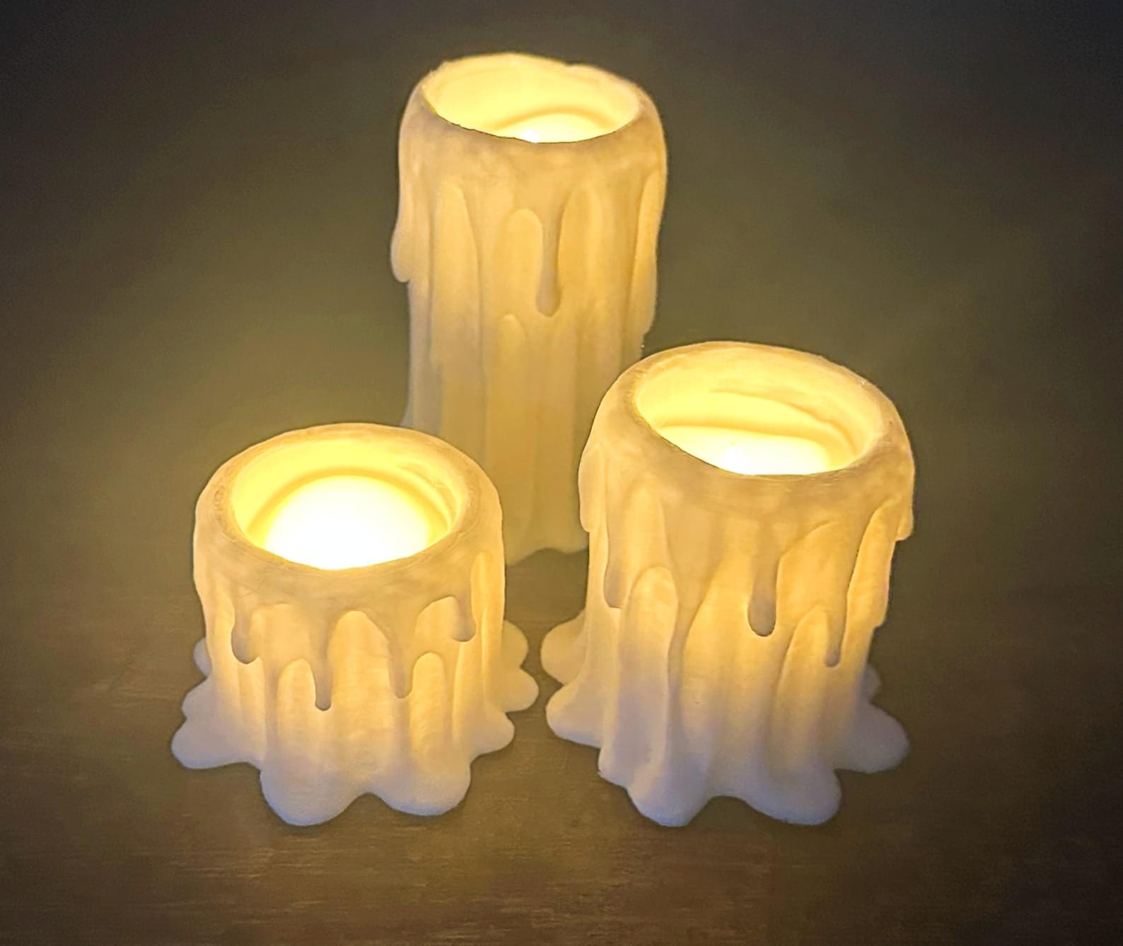 Gothic Drip Tealight Holder Set Flameless LED Candles Eerie Decor