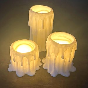Gothic Drip Tealight Holder Set: Flameless LED Candles, Eerie Decor