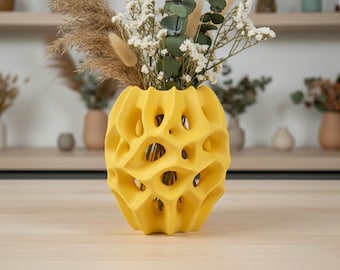 Organic Sculptural Vase Modern Geometric Planter Unique 3D Printed Home Decor Centerpiece Gift