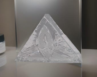 Vintage geslepen kristallen servethouder geometrisch patroon helderglazen tafeldecor