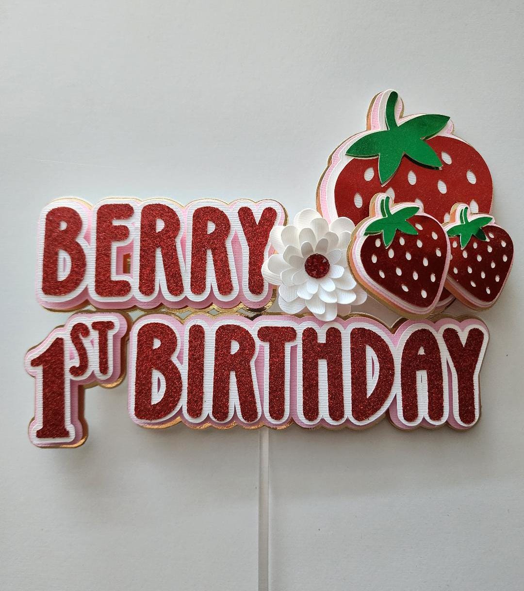 1st Birthday Cake Topper Strawberry Berry Theme - Etsy