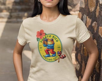 Puerto Rico Frog Tee: Caribbean Travel Shirt