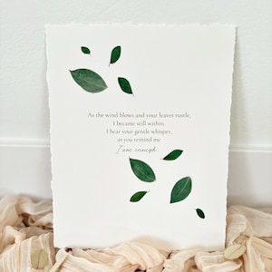 Inspirational Wall Quote, Nature Inspired Gifts, Real Pressed Foliage Poem Wall Art, Herbarium Decor, Handmade Pressed Flower 8x10 in print