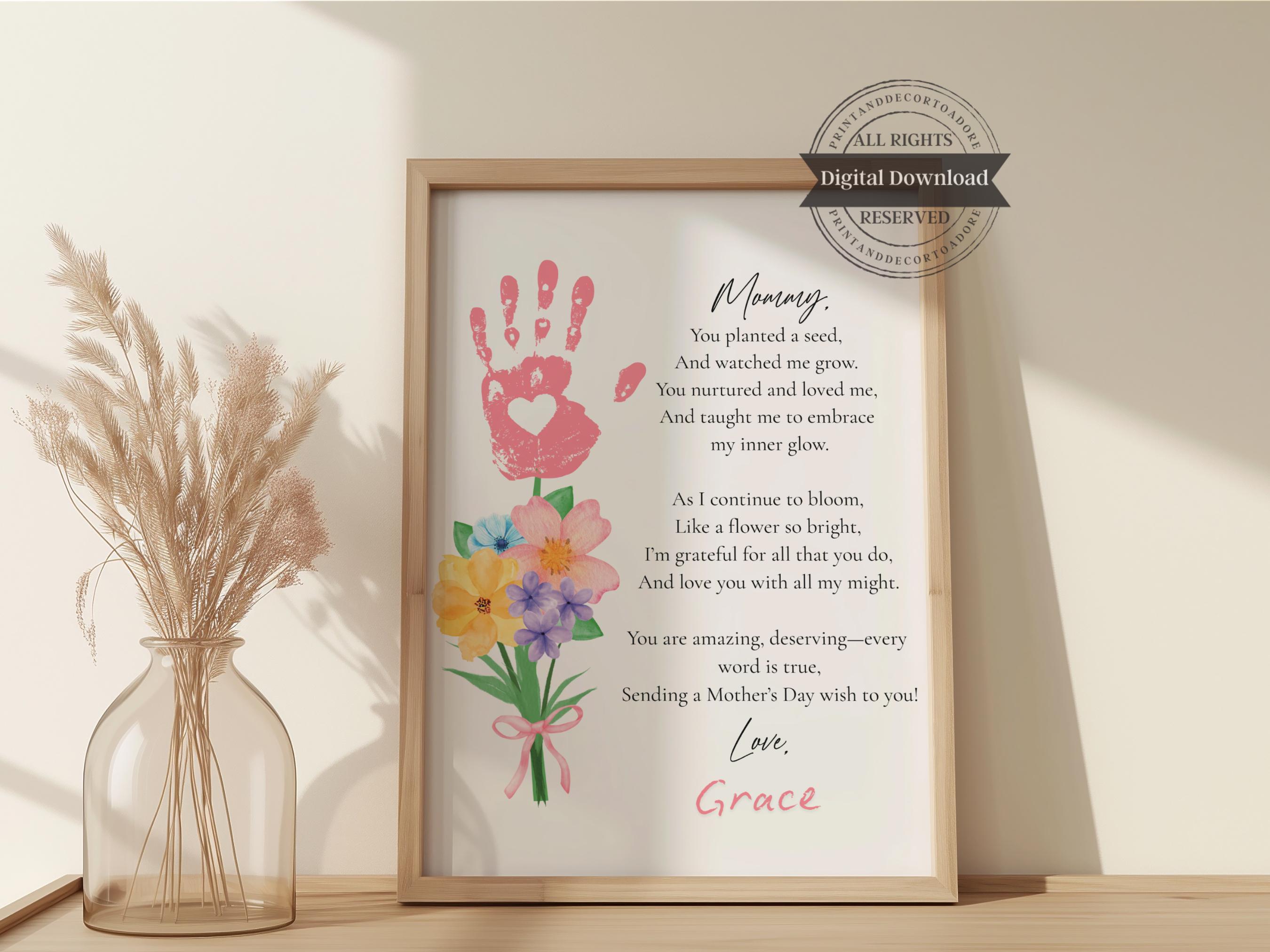 Mothers Day Handprint Flower Printable, Cards for Moms, Mother's Day ...