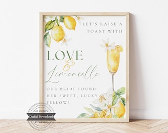 Editable Limoncello Bridal Shower Sign, Customizable Template, Lemons, Signature Drink, Cocktail Poster, "She found her Fellow Print", Bar