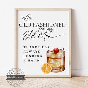 Tarjeta imprimible del Día del Padre, póster de bebida de autor, cóctel tradicional, regalos para él, letrero de cesta de regalo, papá, tío, abuelo, poema