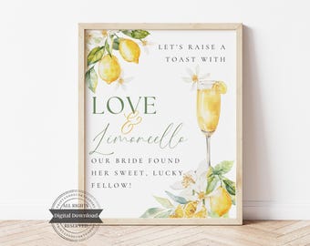 Limoncello Cocktail Bridal Shower Sign, Signature Drink Poster, Printable, Summer Wedding, Bachelorette Decor, She found her Fellow, Bar