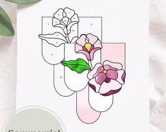 Floral Stained glass patterns, Glass pattern flower, DIY Stained glass Digital Download, Flower Suncatcher pattern