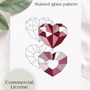 Valentines day Stained glass patterns hearts, DIY Stained glass hearts, Suncatcher patterns, DIY Crafts