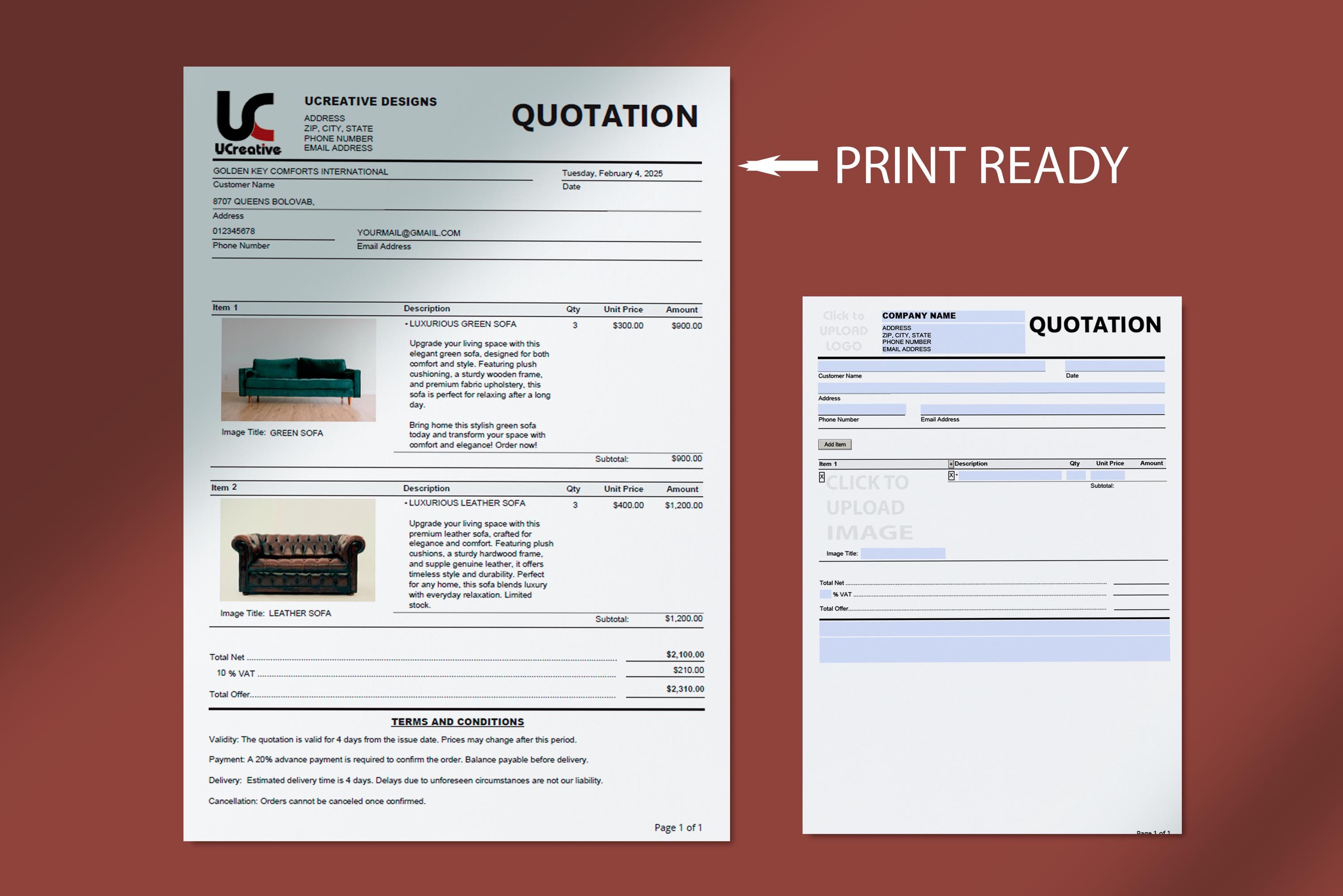 Dynamic Quotation DYNAMIC QUOTATION TEMPLATE - Etsy