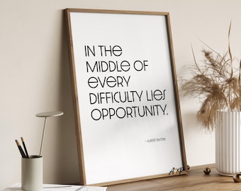Minimalist Inspirational Quote Wall Art Albert Einstein Printable Digital Download | Motivational Typography Poster for Home Office or Gift