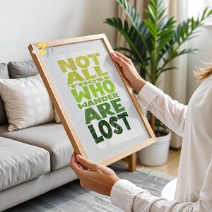 Wander Zitat Print grün Typografie Poster Abenteuer Wand Kunst motivierend Dekor modern Reise Geschenk Digital Download