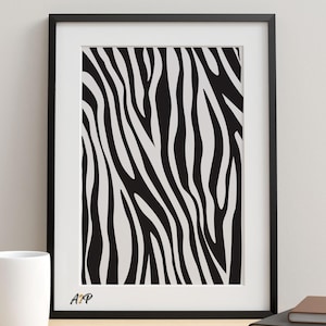 Zebra Print Wall Art Home Decor Room Accent Modern Style Animal Pattern Nature Inspired Minimalist Artwork Digital Download