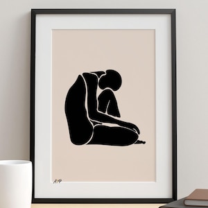 Emotional Silhouette Print Wall Art Home Decor Room Accent Modern Style Minimalist Drawing Abstract Figure Neutral Tones Digital Download