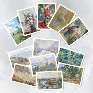 Lot de 12 cartes postales Claude Monet – Impressionniste français – Reproductions d’art – Cadeau musée ou collection