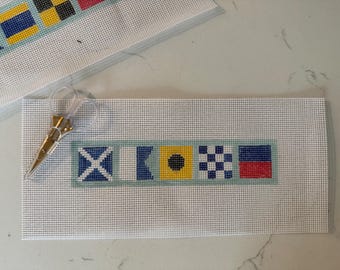 Maine Nautical Flag Needlepoint Canvas, 14ct, Handpainted