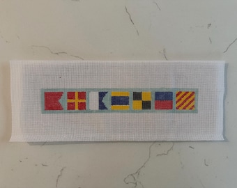 CUSTOM Nautical Flag AlphabetNeedlepoint Canvas, word or phrase, 14ct or 18ct, Handpainted