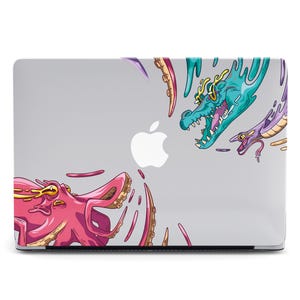 Swept Away Monsters Clear MacBook Case Funny Illustration Art Hard Shell Cover for MacBook Air 13/15 Pro 13/14/16 (M1/2/3) Protective Laptop