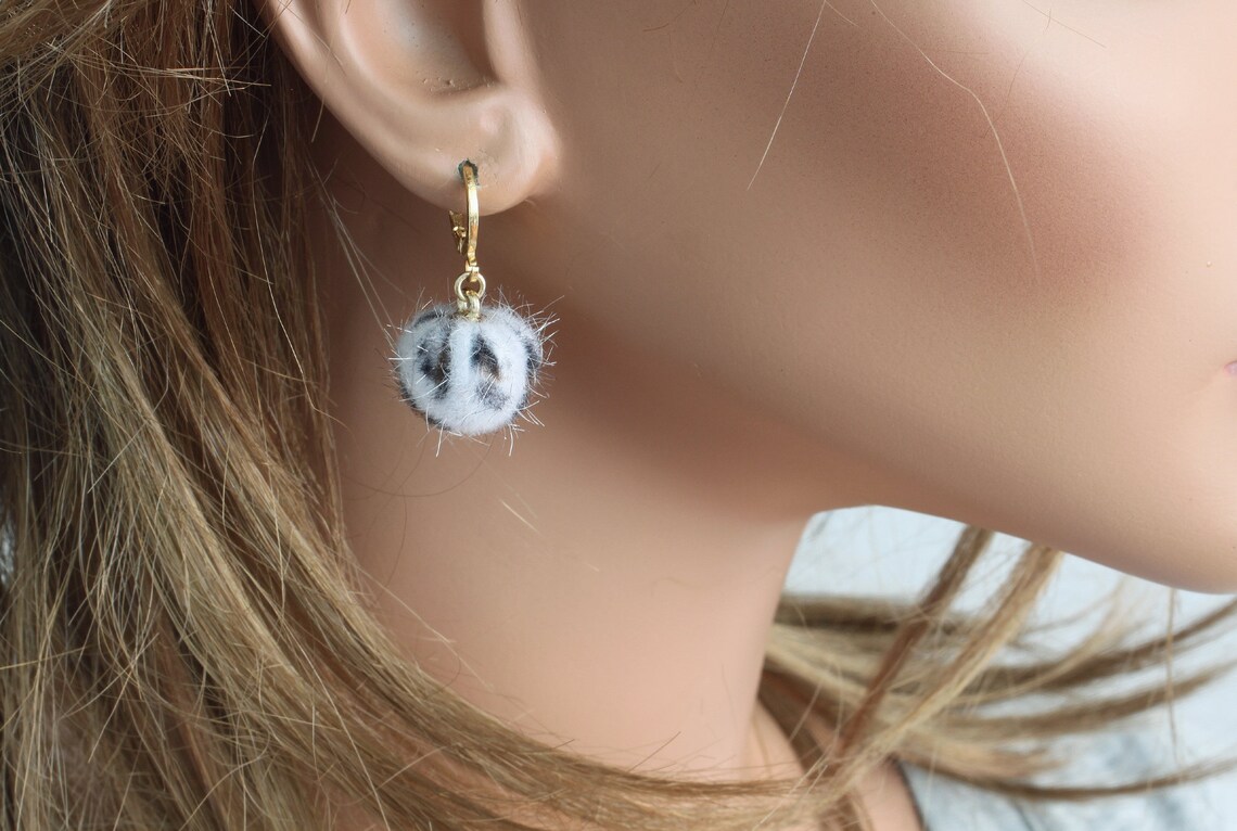 Faux Fur Earrings Faux Mink Earrings Animal Pattern Fur Etsy