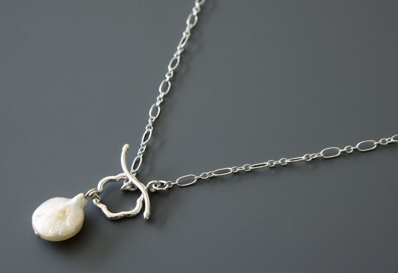 Front Closure Necklace Silver Plated Toggle Clasp Statement Etsy