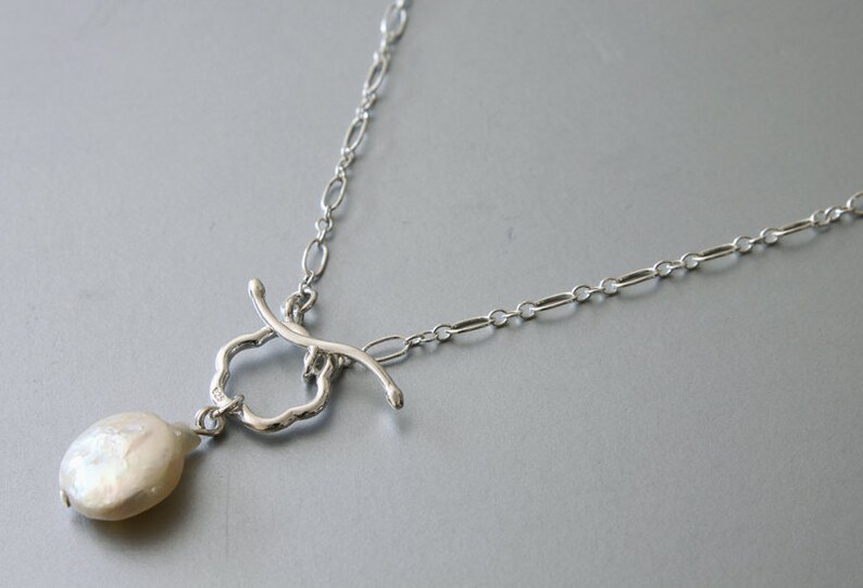 Front Closure Necklace Silver Plated Toggle Clasp Statement Etsy