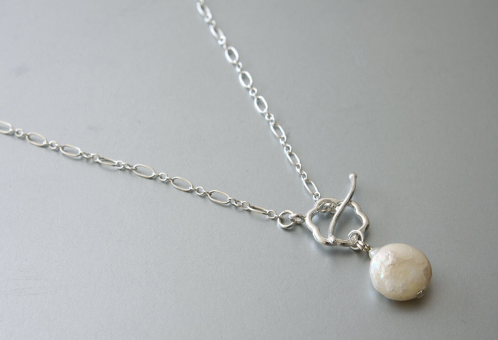 Front Closure Necklace Silver Plated Toggle Clasp Statement Etsy