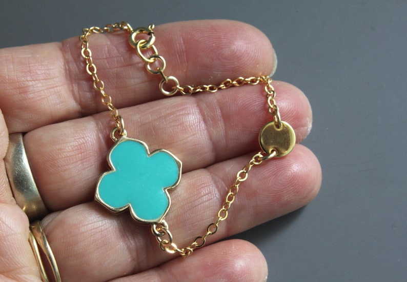 Chain Connector Bracelet Turquoise Cross Bracelet Shamrock Etsy